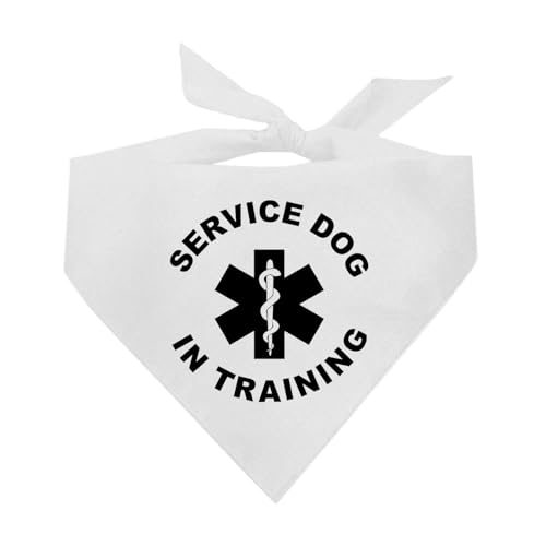 Hundehalstuch, Motiv "Service Dog in Training", 100 % Baumwolle, hergestellt in den USA, emotionale Unterstützung, Weiß, Einheitsgröße (1239) von Tees & Tails