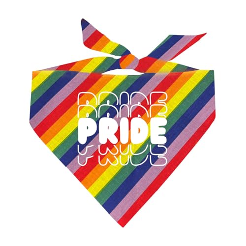 Hundehalstuch, Stolz wiederholend, 100 % Baumwolle, verstellbares Dreieck, hergestellt in den USA, Pride Day, LGBTQ+, Regenbogen, Gleichheit, Einheitsgröße, Regenbogenstreifen (1278) von Tees & Tails