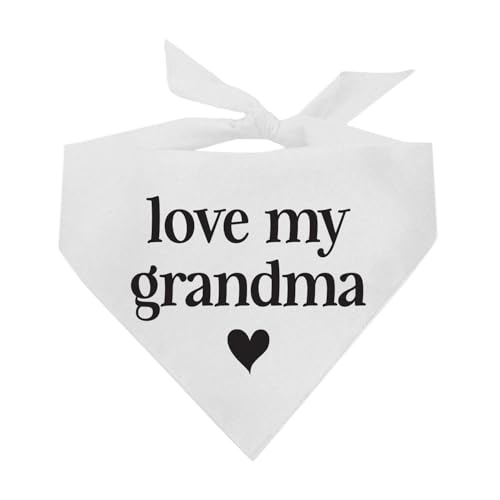 Hundehalstuch "Love My Grandma", 100 % Baumwolle, verstellbares Dreieck, hergestellt in den USA für Großmutter, Valentinstag, Fotoshooting, Weiß, Einheitsgröße (1243) von Tees & Tails