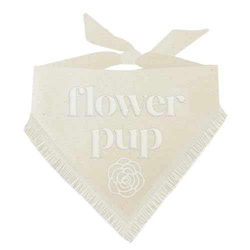 Hundehalstuch mit Puffdruck und Boho-Fransen, natürlich, für Hochzeit, Brautparty, Party, Hundehalstuch, Natur, Puff 29 Trim 1) von Tees & Tails