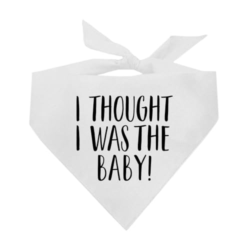 Hundehalstuch mit der Aufschrift "I Thought I was The Baby", 100 % Baumwolle, verstellbares Dreieck, hergestellt in den USA, Schwangerschaftsankündigung, Fotoshooting-Requisite, Hundehalstuch mit der Aufschrift "I Thought I was The Baby", 100 % Baumwolle, verstellbares Dreieck, hergestellt in den USA, Schwangerschaftsankündigung, Fotoshooting-Requisite, von Tees & Tails