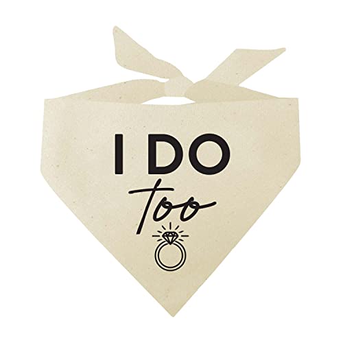 I Do Too Boho Hochzeit Verlobung Hundehalstuch (Natur mit schwarzem Aufdruck) von Tees & Tails