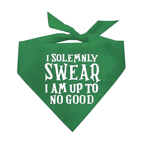 I Swear I'm Up to No Good Hundehalstuch, 100 % Baumwolle, verstellbares Dreieck, hergestellt in den USA, lustiges, passendes Kostüm, Unfug, verspieltes Zitat, Sprüche, Grün, Einheitsgröße (1101) von Tees & Tails