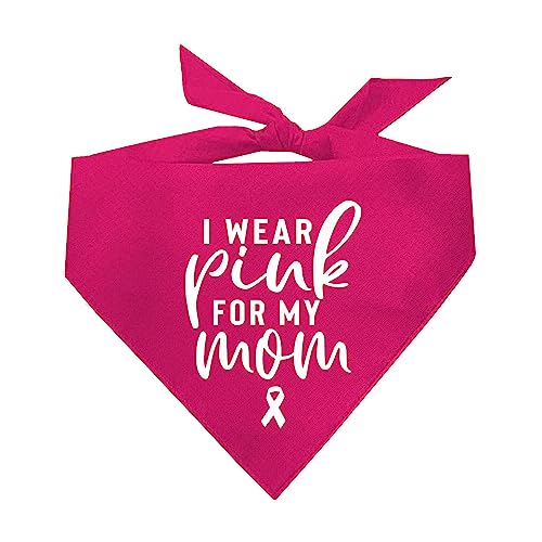 I Wear Hundehalstuch, Pink for My Mom Support, Brustkrebs-Bewusstsein, Hot Pink oder Baby Pink von Tees & Tails