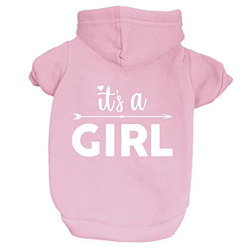 It's A Girl Arrow Hunde-Kapuzenpullover, Fleece-gefüttert, Sweatshirt mit Loch für die Leine (Babyrosa, Größe 423) von Tees & Tails