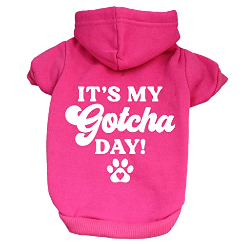 It's My Gotcha Day Hunde-Kapuzenpullover, Fleece-gefüttert, Sweatshirt mit Loch für die Leine (Hot Pink, Größe 3XL) von Tees & Tails