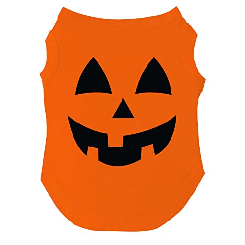 Jack-O-Lantern Hunde-T-Shirt mit Kürbis-Motiv, Halloween-Kostüm (Orange, Größe L) von Tees & Tails