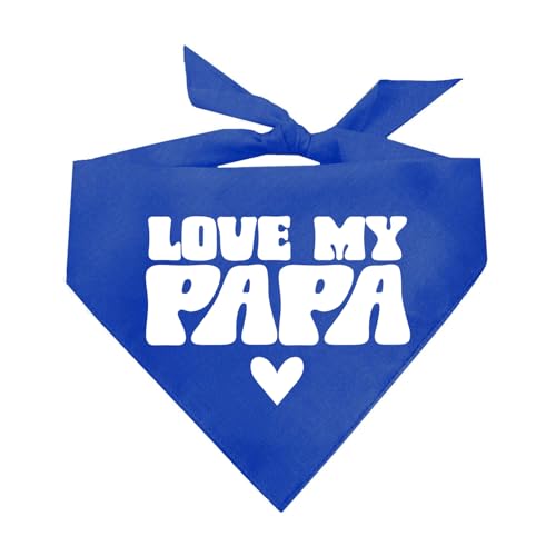 Love My Papa Hundehalstuch, 100 % Baumwolle, verstellbares Dreieck, hergestellt in den USA, Vatertag, Opa, Valentinstag, Königsblau, Einheitsgröße (1342) von Tees & Tails
