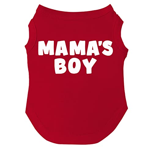 Mama's Boy Muttertag, Valentinstag Hunde-T-Shirt Größen für Welpen, Spielzeug und große Rassen (Rot, 6X-Large 944) von Tees & Tails