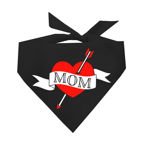 Mom Tattoo Herz mit Pfeil Valentinstag Hundehalstuch (Schwarz, OS 1193) von Tees & Tails