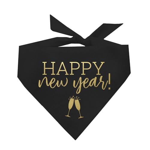 My Dog Bandana Halstuch für Hunde, Motiv Happy New Years with Champagne Flöten, Dreieck, Schwarz mit Golddruck, One Size Fits Most, schwarz My Dog Bandana Halstuch für Hunde, Motiv Happy New Years with Champagne Flöten, Dreieck, Schwarz mit Golddruck, One Size Fits Most, schwarz von Tees & Tails