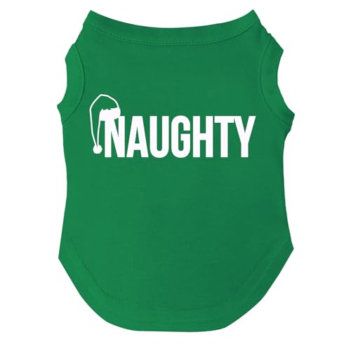 Naughty Christmas Dog Tee Shirt Größen für Welpen, Spielzeug und große Rassen (Grün, 2X-Large 105) von Tees & Tails