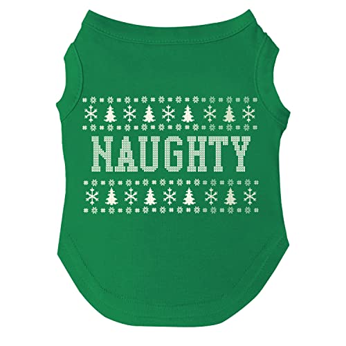 Naughty Ugly Sweater Weihnachts-Hunde-T-Shirt, Größen für Welpen, Spielzeug und große Rassen, Grün, Größe M 974 Naughty Ugly Sweater Weihnachts-Hunde-T-Shirt, Größen für Welpen, Spielzeug und große Rassen, Grün, Größe M 974 von Tees & Tails