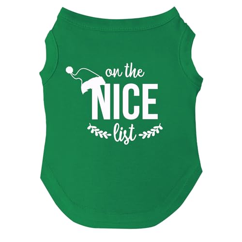 On The Nice List T-Shirt für Hunde, Weihnachten, Größen für Welpen, Spielzeug und große Rassen (Grün, XL 98) von Tees & Tails