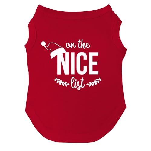 On The Nice List Weihnachts-Hunde-T-Shirt, Größen für Welpen, Spielzeug und große Rassen, Rot, Größe 5XL 98 On The Nice List Weihnachts-Hunde-T-Shirt, Größen für Welpen, Spielzeug und große Rassen, Rot, Größe 5XL 98 von Tees & Tails