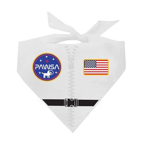 Pawsa Astronauten-Kostüm, Hundehalstuch, 100 % Baumwolle, verstellbares Dreieck, hergestellt in den USA, Halloween, Weltraumforscher, Galaxie, Weiß, Einheitsgröße (1376) von Tees & Tails