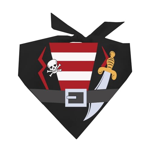 Piratenkostüm, Hundehalstuch, 100 % Baumwolle, verstellbares Dreieck, hergestellt in den USA, Halloween-Hunde-Outfit, Süßes oder Saures, lustig, Schwarz, Einheitsgröße (1374) von Tees & Tails