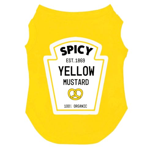 Spicy Yellow Mustard Halloween-Kostüm, Hunde-T-Shirt, Größen für Welpen, Spielzeug und große Rassen, Gelb, Größe S 1161 Spicy Yellow Mustard Halloween-Kostüm, Hunde-T-Shirt, Größen für Welpen, Spielzeug und große Rassen, Gelb, Größe S 1161 von Tees & Tails