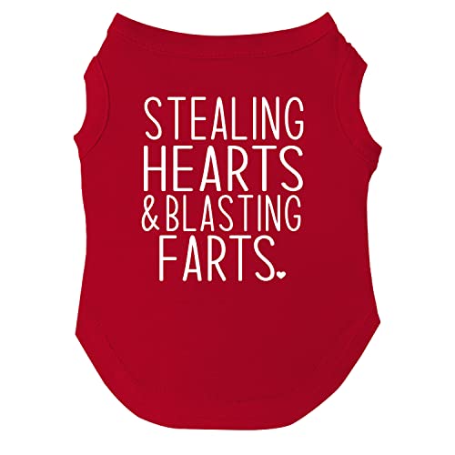 Stealing Hearts & Blasting Farts Hunde-T-Shirt, Größen für Welpen, Spielzeug und große Rassen (983 Red 5XL) von Tees & Tails