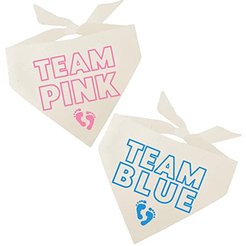 Team Blue and Team Pink Gender Reveal/Baby Ankündigung Hundehalstuch, 2 Stück, Natur, OS 822/823 von Tees & Tails