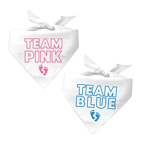 Team Blue and Team Pink Gender Reveal/Baby Ankündigung Hundehalstuch, 2 Stück, Weiß, OS 822/823 von Tees & Tails