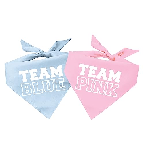 Team Color Gender Reveal 2er-Pack Baby Ankündigung Team Mädchen Team Junge Hundehalstuch-Set (enthält 2 Bandanas) von Tees & Tails
