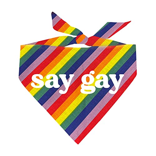 We Say Gay Pride Hundehalstuch, gestreift, dreieckig, Regenbogenfarben von Tees & Tails