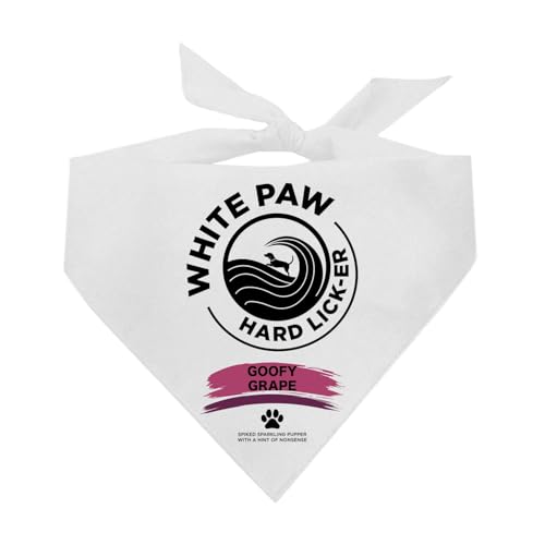 White Paw Hard Lick-er Goofy Grape Kostüm, Hundehalstuch, 100 % Baumwolle, verstellbares Dreieck, hergestellt in den USA, lustiges Halloween, glitzernde Dose, Parodie mit Spikes, Weiß, Einheitsgröße White Paw Hard Lick-er Goofy Grape Kostüm, Hundehalstuch, 100 % Baumwolle, verstellbares Dreieck, hergestellt in den USA, lustiges Halloween, glitzernde Dose, Parodie mit Spikes, Weiß, Einheitsgröße von Tees & Tails