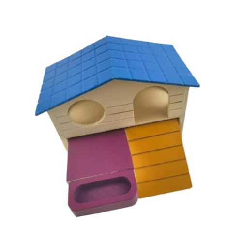 Hamsterversteck aus Holz mit Rutsche, Kleintierunterschlupf Spielzeug für Rennmäuse Mäuse Zwerghamster von Teesea