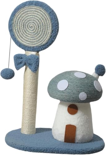 Katzenkratzbaum, interaktives Spielzeug, Krallenschleifen, stabile Basis, Haustierspielzeug, Sisal, Katzenkratzstange mit Basis für Übung (Blau) von Teesea