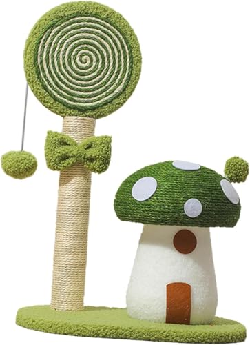 Katzenkratzbaum, interaktives Spielzeug, Krallenschleifen, stabile Basis, Haustierspielzeug, Sisal, Katzenkratzstange mit Basis für Übung (Geen) von Teesea