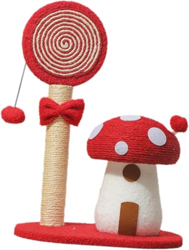 Katzenkratzbaum, interaktives Spielzeug, Krallenschleifen, stabile Basis, Haustierspielzeug, Sisal, Katzenkratzstange mit Basis für Übung (rot) von Teesea