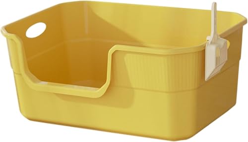 Katzentoilette mit offener Oberseite, hochseitig, spritzwassergeschützt, mit Schaufel, für Indoor-Katzen, gelber Katzentoilette, Sandkasten Katzentoilette mit offener Oberseite, hochseitig, spritzwassergeschützt, mit Schaufel, für Indoor-Katzen, gelber Katzentoilette, Sandkasten von Teesea