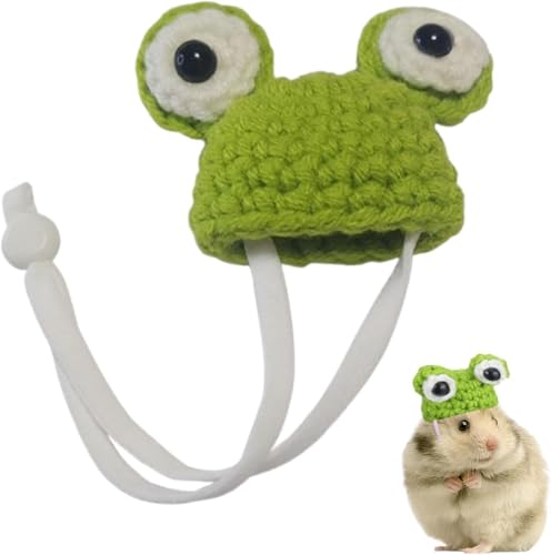 Kleintier-Hut, Hamsterhut, verstellbare Foto-Requisite, dekorative Haustier-Kopfbedeckung, handgestrickte Mütze für Nagetiere, Eichhörnchen, Ratten, Schlange, Regenbogen (Frosch) von Teesea