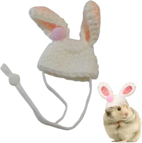 Kleintier-Hut, Hamsterhut, verstellbare Foto-Requisite, dekorative Haustier-Kopfbedeckung, handgestrickte Mütze für Nagetiere, Eichhörnchen, Ratten, Schlange, Regenbogen (Kaninchen) von Teesea
