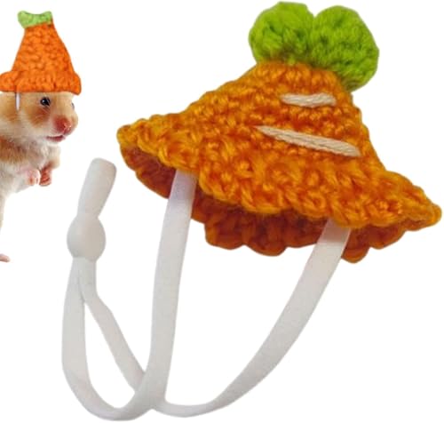 Kleintier-Hut, Hamsterhut, verstellbare Foto-Requisite, dekorative Haustier-Kopfbedeckung, handgestrickte Mütze für Nagetiere, Eichhörnchen, Ratten, Schlange, Regenbogen (Karotte) von Teesea