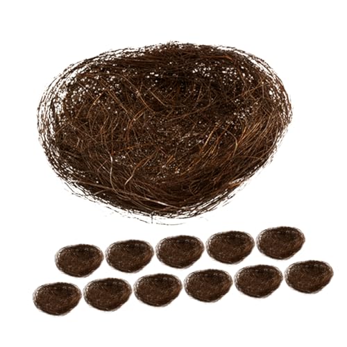 Teesea Künstliche Vogelnester zum Basteln, braune Seidenfaser, dekoratives Nest für Haus und Garten, 12 Stück von Teesea