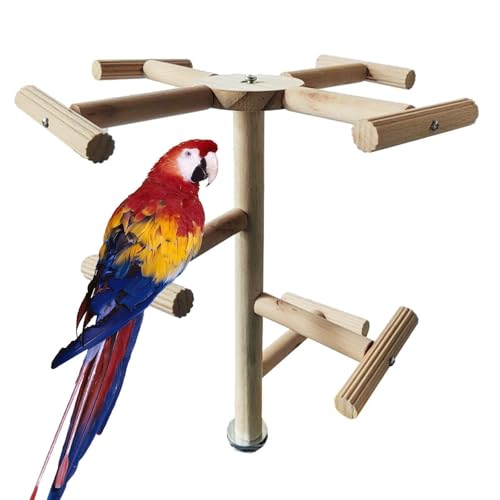 Vogelspielzeug Drehbar Barsch Spielzeug Holzrad Papagei Spielzeug Interaktives Vogelkäfig Zubehör für Finken Aras Kleine Sittiche Nymphensittiche von Teesea
