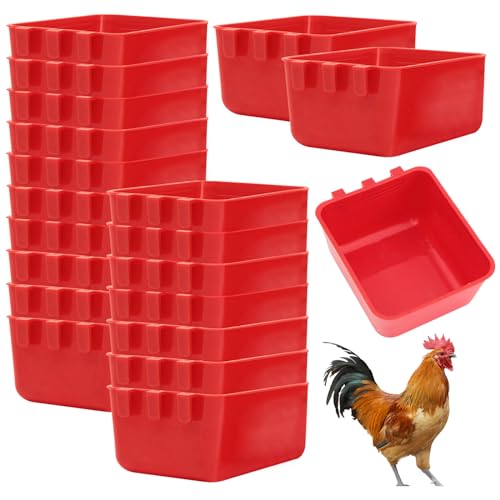 20 Stück Geflügelkäfig-Becher, Vogelfutterschalen-Set, hängende Kunststoff-Vogelfutterschale, Futterstation, Bewässerungskäfig, Zubehör für Haustiere, Tauben, Papageien, Sittiche, Geflügel, Wildfaule, von Tefola