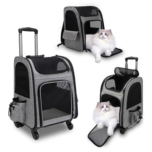 Rucksack für Katzen und Katzen, mit Rädern, für Hunde und Katzen bis zu 15 kg, ideal für Spaziergänge, Reisen und Besuche beim Tierarzt von Tefola