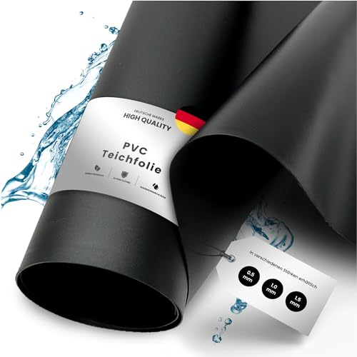 TeichVision - Premium PVC Teichfolie schwarz - Stärke 0,5 mm - 2 m x 0,5 m/PVC Folie schwarz auch geeignet als Hochbeet Folie wasserdicht von TeichVision