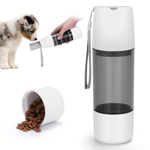 Tragbare Hunde-Wasserflasche, Reiseflasche, Wasserspender mit Futterbehälter für Hunde, Welpen, Katzen, Haustier-Wasser-Futterspender für Hunde, Outdoor-Spaziergänge, Reisen, Wandern von TekkPerry