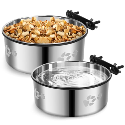 Wassernapf für Hundekäfige, kein Verschütten, 2 Stück, zum Aufhängen, für Käfigkäfige, Edelstahl, Wassernapf für Hunde, Katzen, Kaninchen, Frettchen, Vogel von TekkPerry