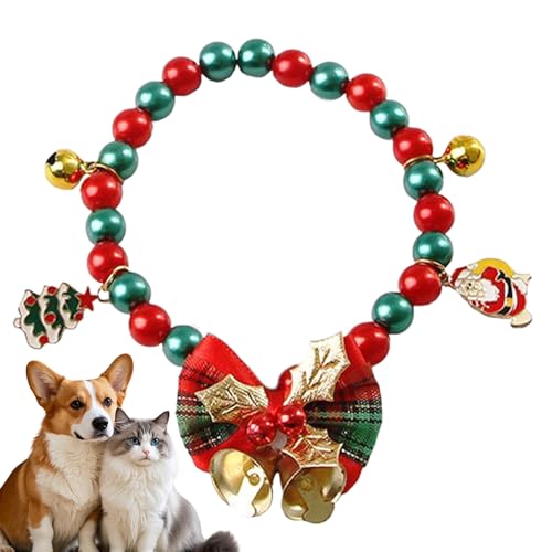 Christmas Cat Halsband - Weiblich Welpen Halskette - Halsband mit Schleife Glocke und Santa Weihnachtsbaum Schneeflocken Elch Anhänger Festtag Zubehör für Kleine Hunde Mädchen Junge Christmas Cat Halsband - Weiblich Welpen Halskette - Halsband mit Schleife Glocke und Santa Weihnachtsbaum Schneeflocken Elch Anhänger Festtag Zubehör für Kleine Hunde Mädchen Junge von Teksome