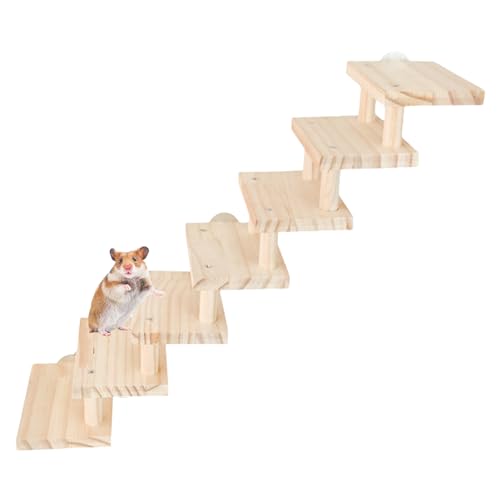 Hamster-Plattformleiter - Bissfestes Spielzeug für kleine Tiere, Brückentreppen, kaubares Kletterleiterspielzeug,Spielzubehör für Haustiere für Käfige, Häuser und Plattformen Teksome von Teksome