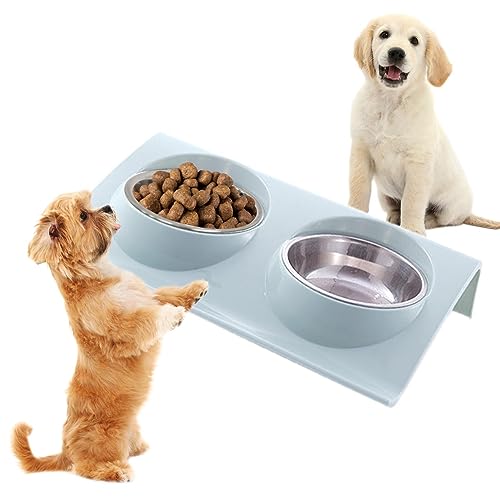 Hundefutternäpfe - Langlebiges Wasser- und Futternapf-Set für Hunde - Nischendesign, leicht zu waschen, sicherer kombinierter Doppelnapf für Futter, Wasser für Katzen, Hunde und mehrere Teksome von Teksome