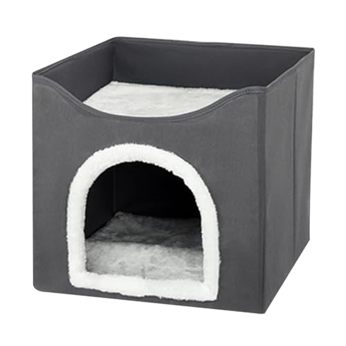 Indoor Hundehaus, Warme Katzenbett Höhle, Faltbare Hund Schlafhaus Home Dekorative Zwinger Haustier Doppelschicht Zubehör Katze Schlafhaus Teksome von Teksome