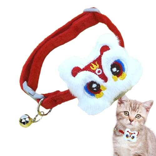 Kätzchen-Halsband mit Glöckchen – verstellbare Cartoon-Löwen-Feiertagskatzenhalsbänder – Katzen-Neujahrs-Outfit, Haustierzubehör, Haustier-Geschenke für Festivals, Partys für Mädchen, Jungen, Katzen, von Teksome