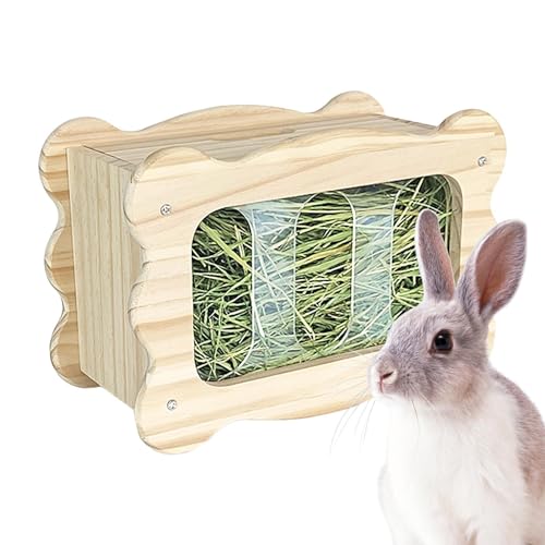 Kaninchen Heuraufe - Sichere Holz Bunny Feeder Krippe - Futterspender Ständer, Bunny Gras Halter, Heu Box für Kleine Haustiere Meerschweinchen Bunny Hamster Käfig Zubehör Teksome von Teksome