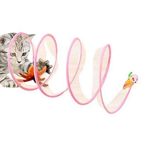 Katzentunnel-Spielzeug - Faltbarer lustiger interaktiver Tunnel für Indoor-Katzenspiel mit neckendem Spielzeug | Schnurrhaare Twist Katzenfederspielzeug, Katzenröhren für große Katzen, kleine Hasen, von Teksome